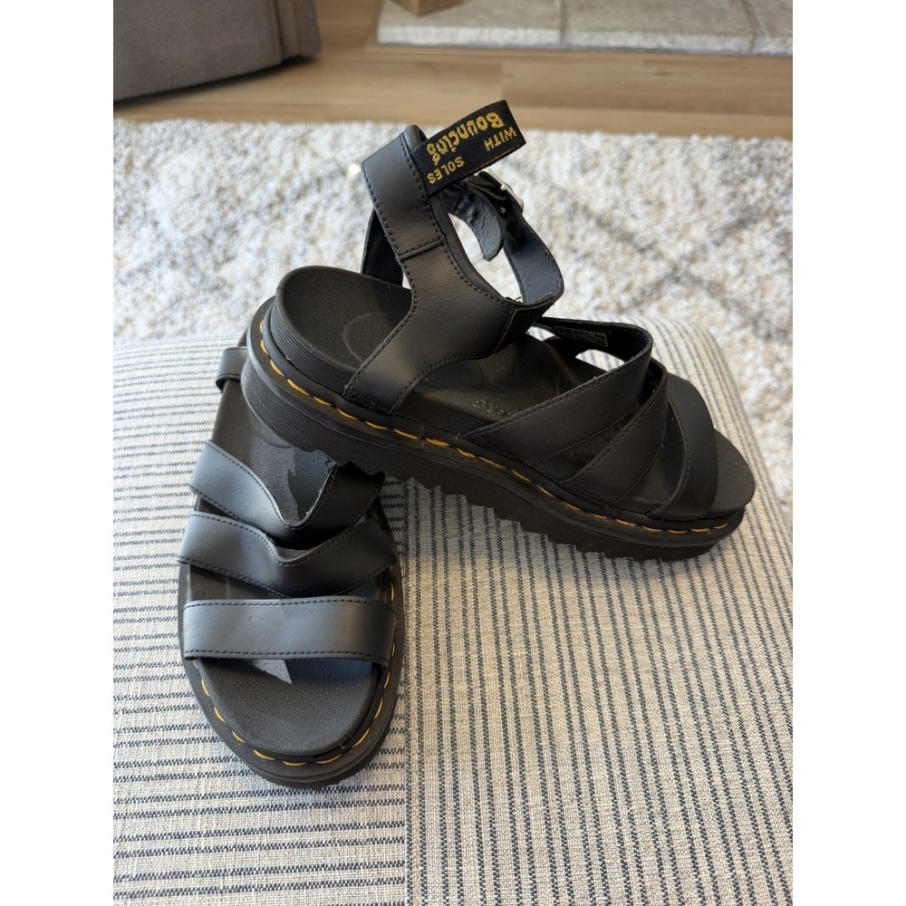 Dr Martens Blaire Sandals Womens 8 Black Strappy Platform AirWair Leather
